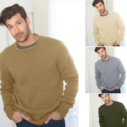 Herren lässiger Rundhalspullover mit strukturierter Maschenware Heidi-Mode