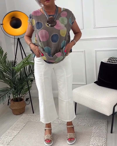 Heidi-Mode | Bunt Langes Bluse mit Punkten