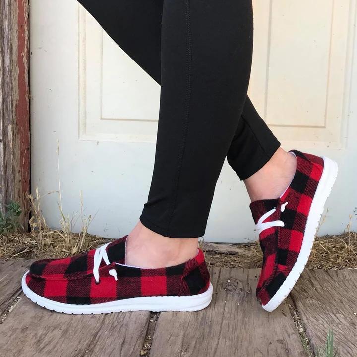 Heidi-Mode | Buffalo Plaid Slipper Schuhe