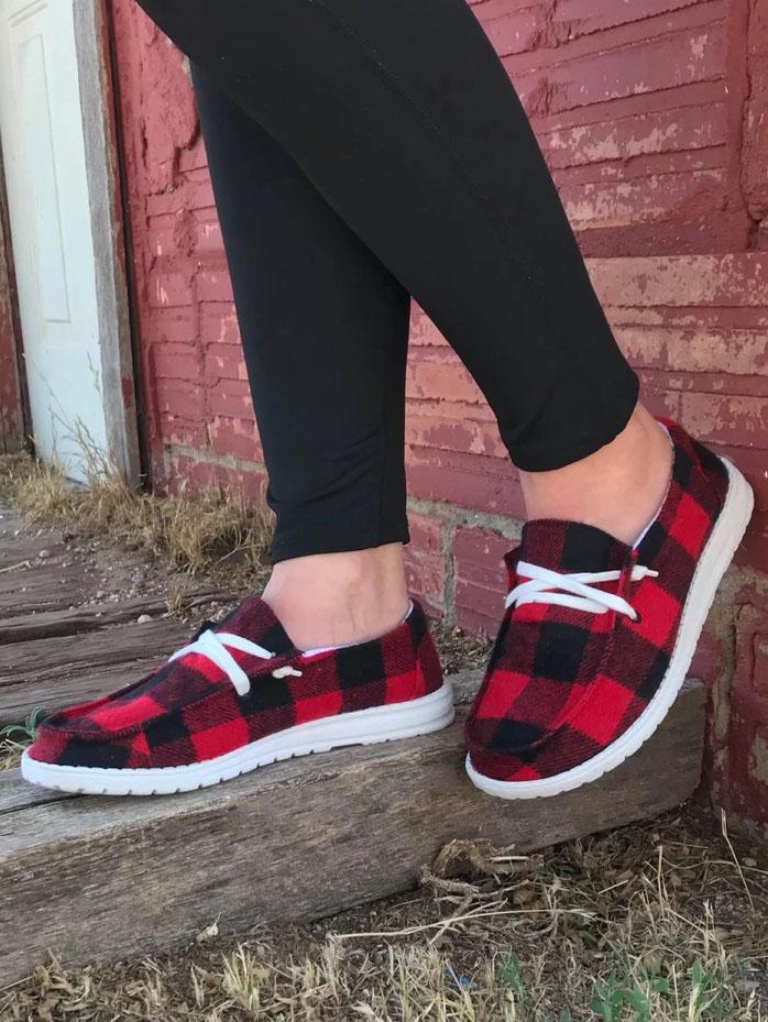 Heidi-Mode | Buffalo Plaid Slipper Schuhe