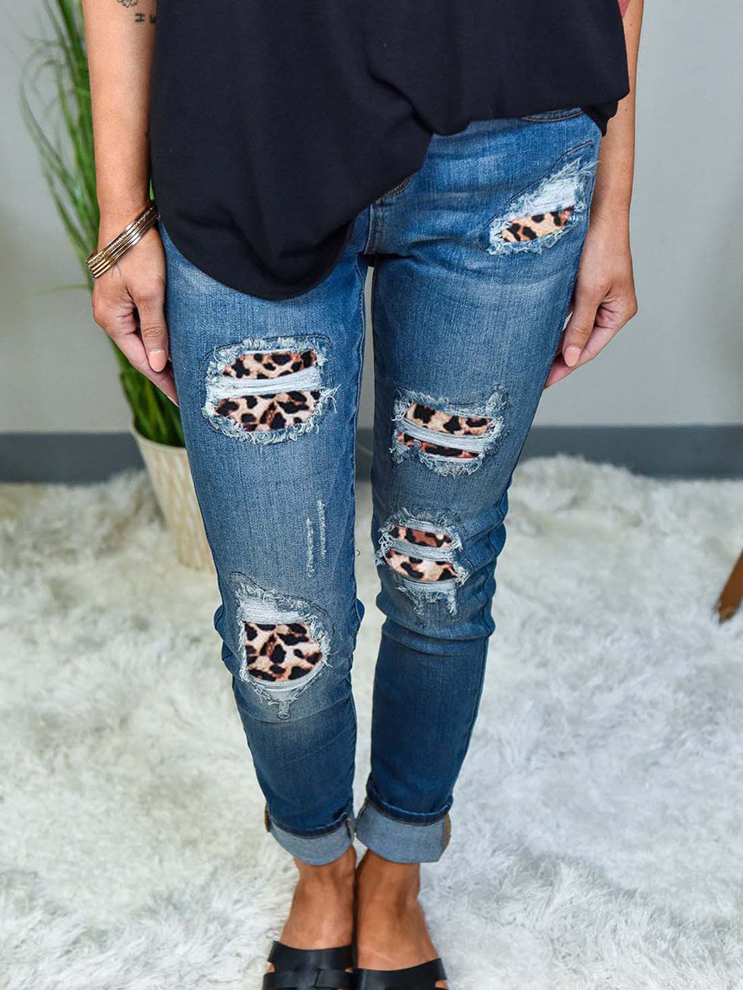 Heidi-Mode | Schlank Leopard Patch Revnet Jeans