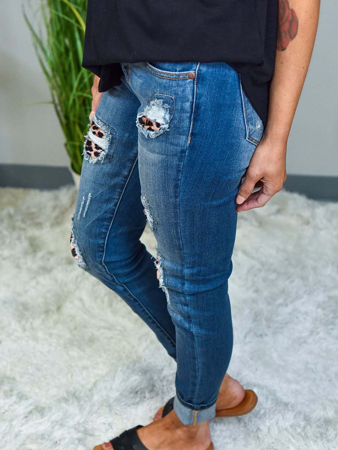 Heidi-Mode | Schlank Leopard Patch Revnet Jeans