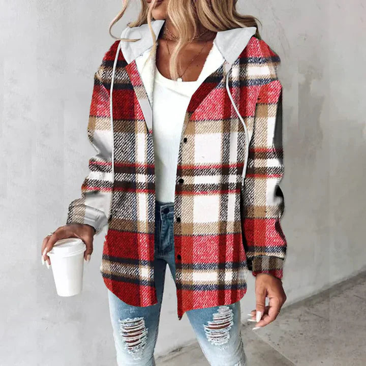Heidi-Mode | Damen Karo Button-Up Jacke