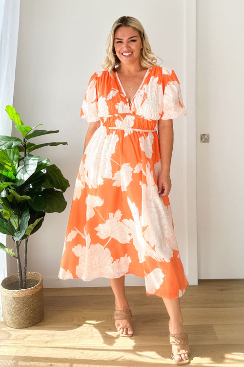 Heidi-Mode | Real Love Print Puffärmel Maxi Kleid