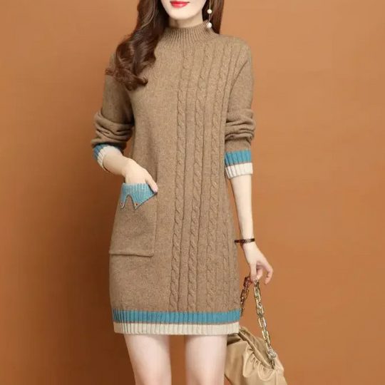 Sweater Midi-Kleid Gestrickt Damen