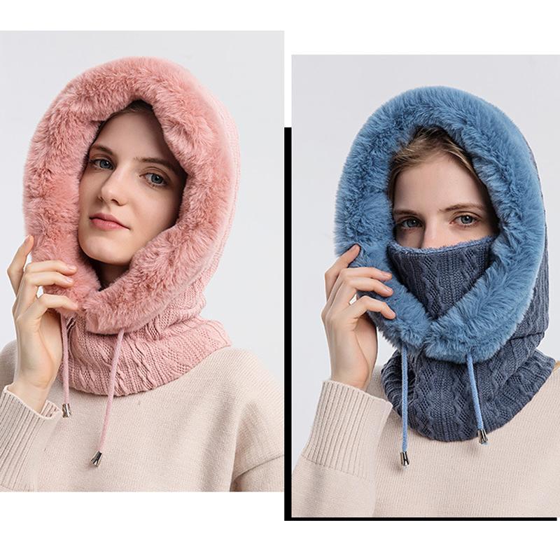 Heidi-Mode - Warmer, flauschiger Kapuzenpullover mit Schal