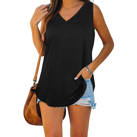 Jersey-Tanktop mit V-Ausschnitt