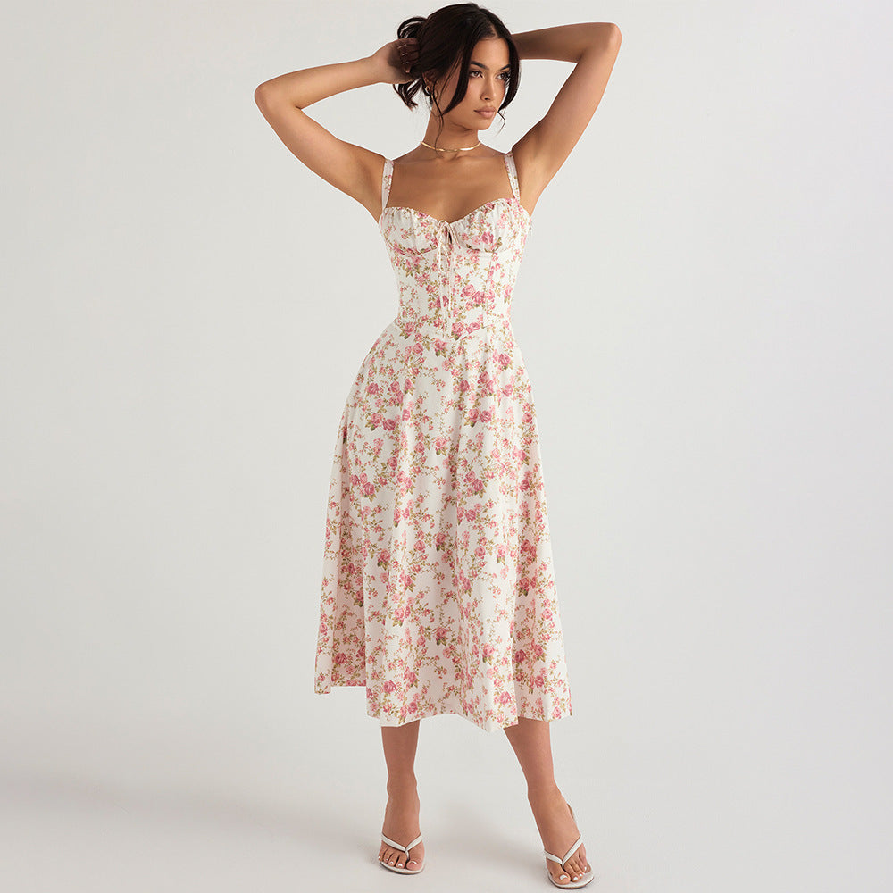 Heidi-Mode | Sommerslank Überknie Kleid mit Rückenbanden