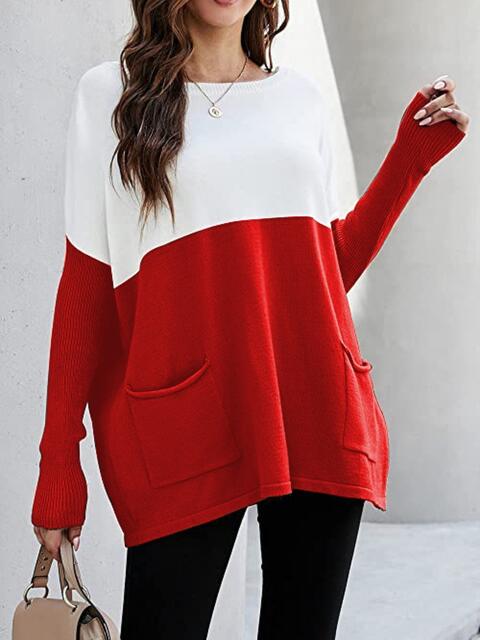 Heidi-Mode | Zwei-Ton Pullover mit Taschen