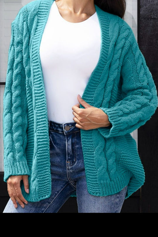 Heidi-Mode | Offene Front Zopfmuster Strickjacke