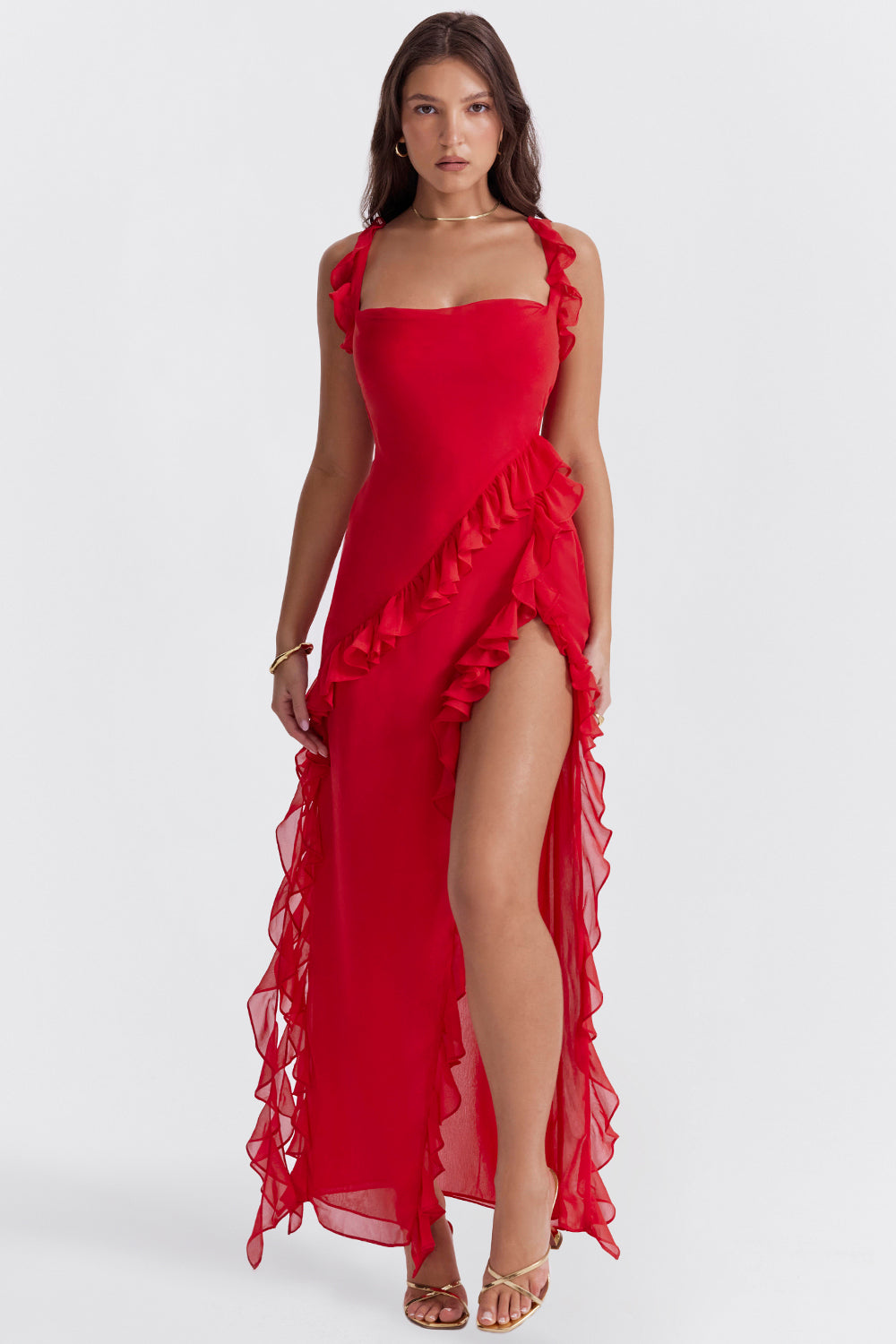 Heidi-Mode | Rüschenseitenschlitz-Partykleid