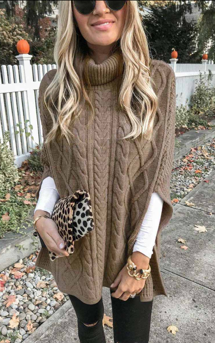 Heidi-Mode | Mode Casual Uni Pullover Rollkragenpullover - 7 Farben