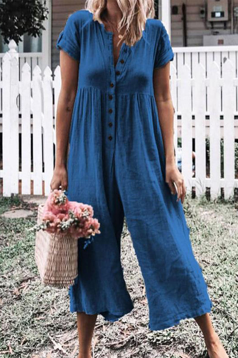 Heidi-Mode | Fashion Casual Solid O-Hals Gerade Jumpsuits - 5 Farben