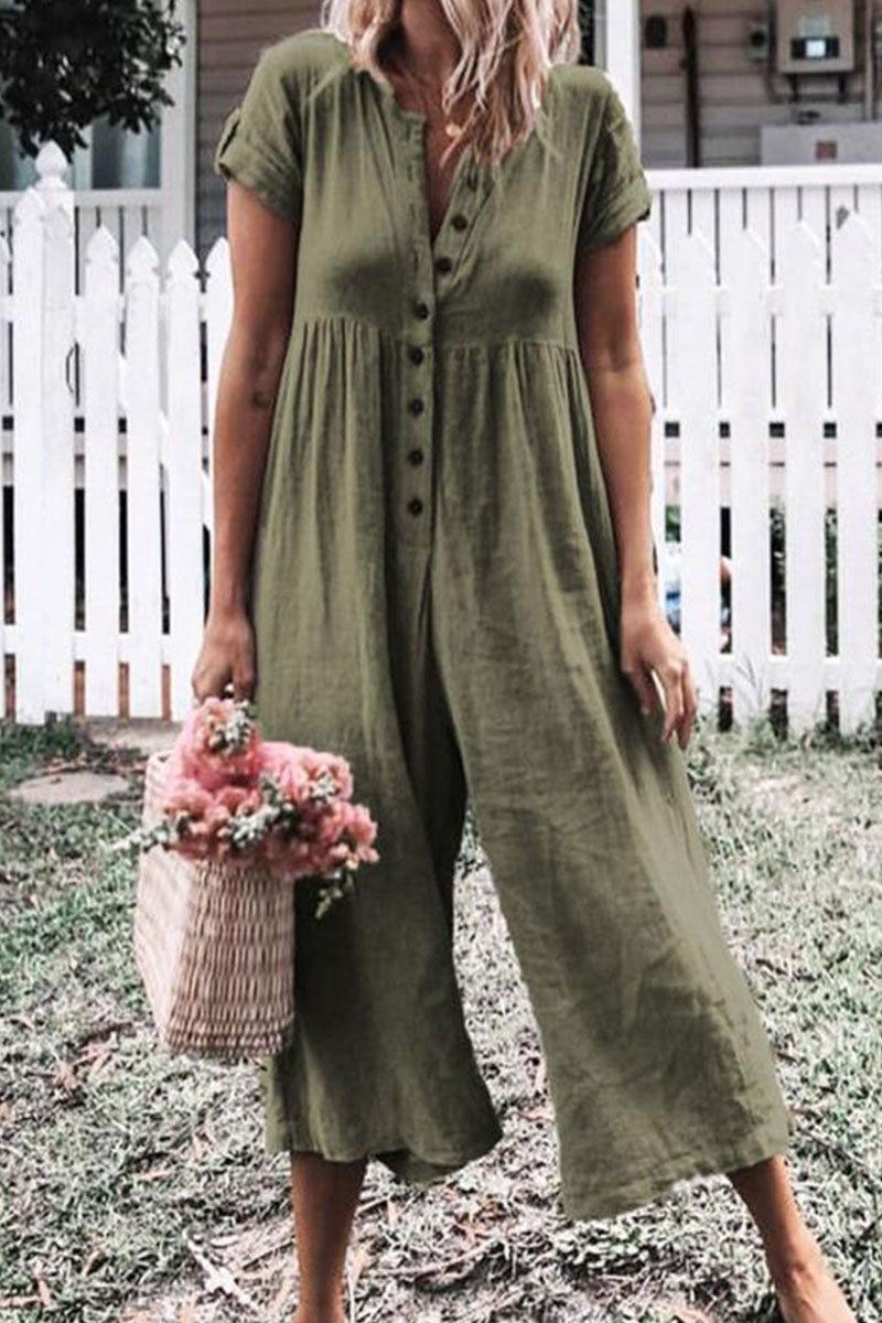 Heidi-Mode | Fashion Casual Solid O-Hals Gerade Jumpsuits - 5 Farben