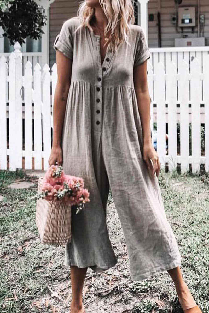 Heidi-Mode | Fashion Casual Solid O-Hals Gerade Jumpsuits - 5 Farben