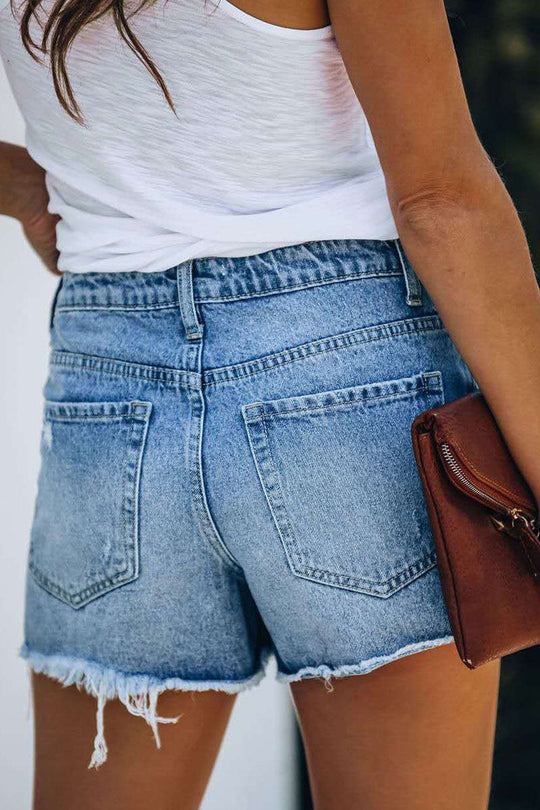 casual straßen denim mit rissen, normale passform