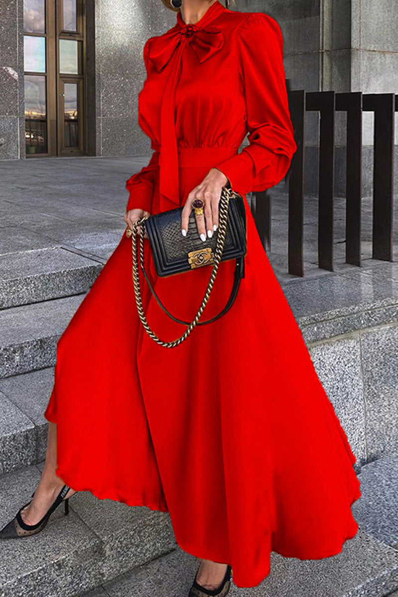 Heidi-Mode | Mode Elegant Einfarbig O-Ausschnitt Abendkleid