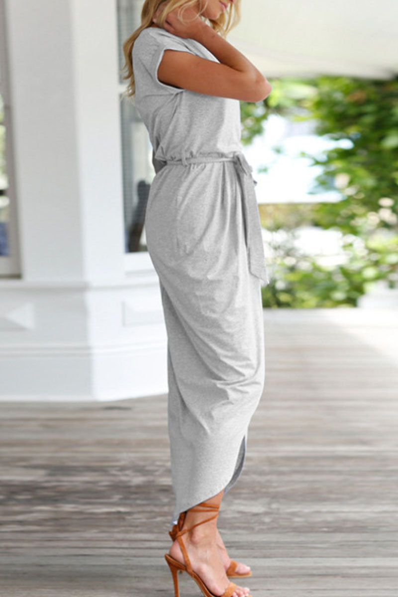 lässiges Rundhals unregelmäßiges Kleid