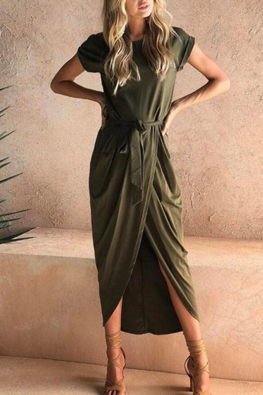lässiges Rundhals unregelmäßiges Kleid