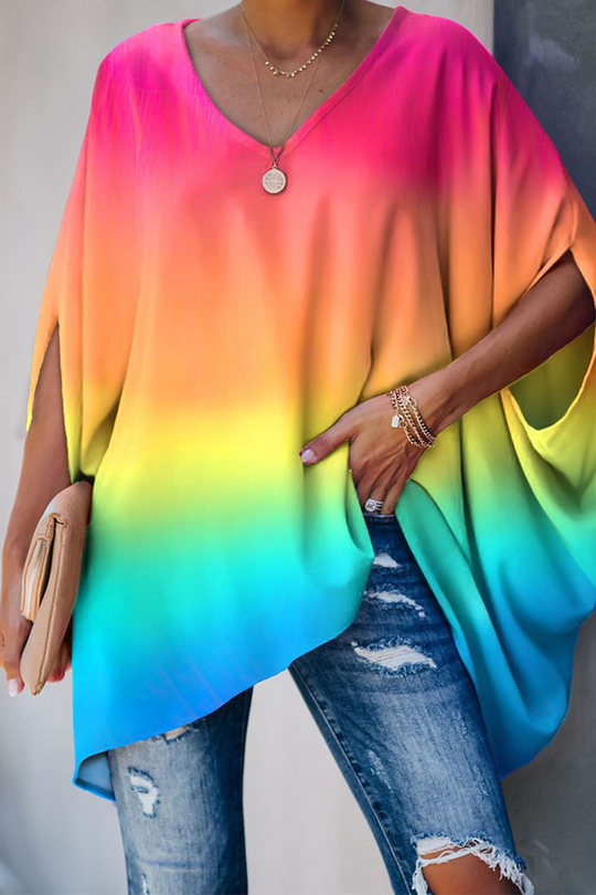 Heidi-Mode | Lässige Einfarbige V-Neck T-Shirts - 5 Farben