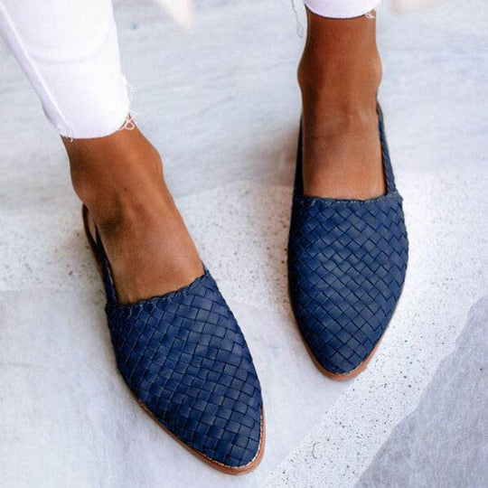 Antike Geflochtene Leder Spitz Ballerinas