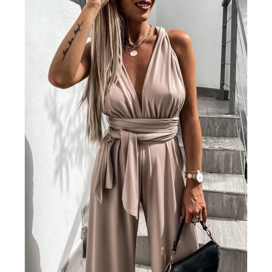 Lockere Jumpsuits mit Neckholder-Ausschnitt und schlichter Straßenbandage