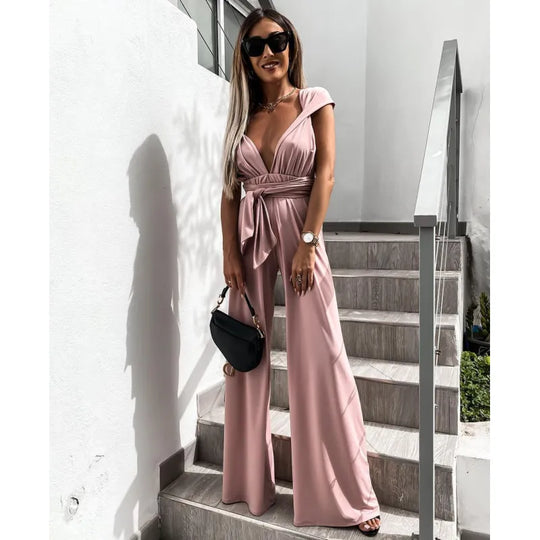 Lockere Jumpsuits mit Neckholder-Ausschnitt und schlichter Straßenbandage