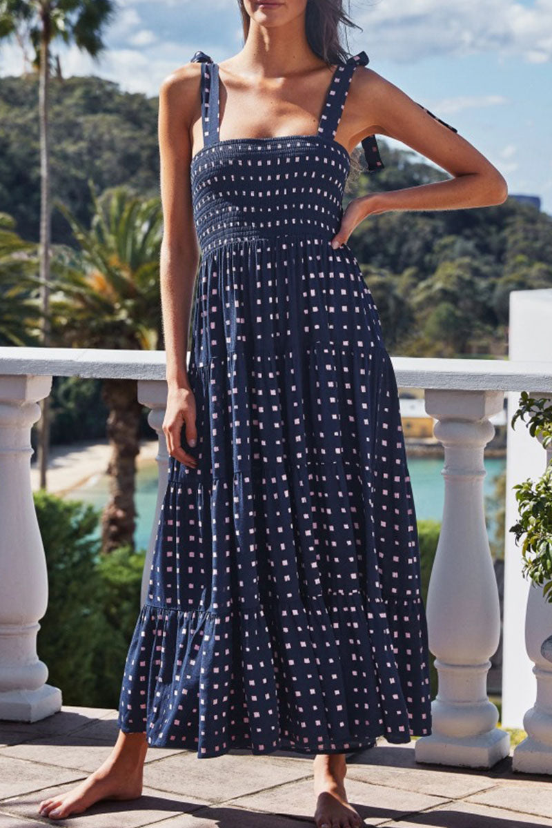 Heidi-Mode | Fashion Street Punkt Patchwork Spaghetti-Träger Bedruckte Kleider