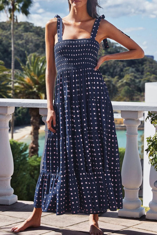 Heidi-Mode | Fashion Street Punkt Patchwork Spaghetti-Träger Bedruckte Kleider