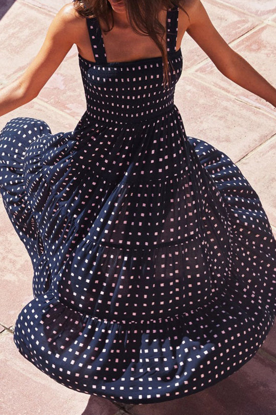 Heidi-Mode | Fashion Street Punkt Patchwork Spaghetti-Träger Bedruckte Kleider