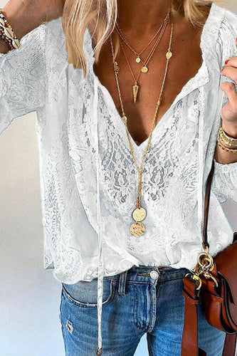 Heidi-Mode | Elegant Solid Split Joint V-Ausschnitt Tops