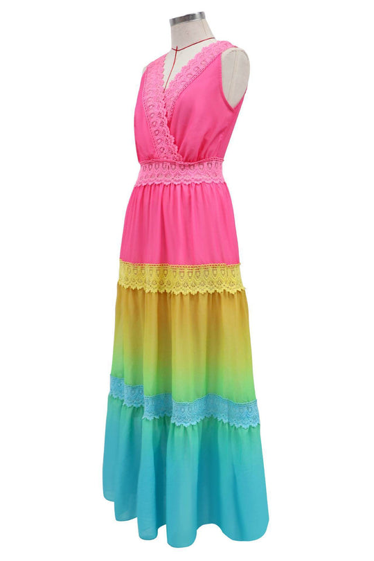 Heidi-Mode | Sexy Tiefe V-Ausschnitt Ärmelloses Chiffonkleid