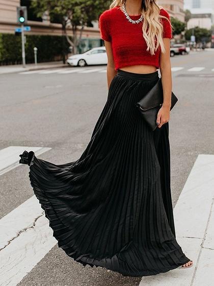 Heidi-Mode | Langer Plisseerock mit Hoher Taille