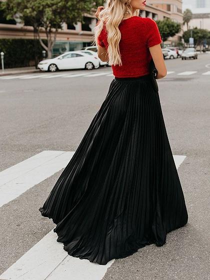 Heidi-Mode | Langer Plisseerock mit Hoher Taille