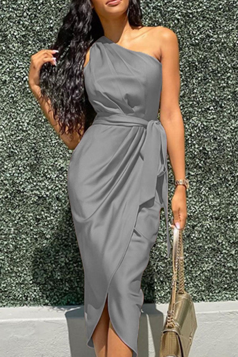 Heidi-Mode | Berühmtheiten Solide Asymmetrisch Der Skolette Bleistiftrock Kleid