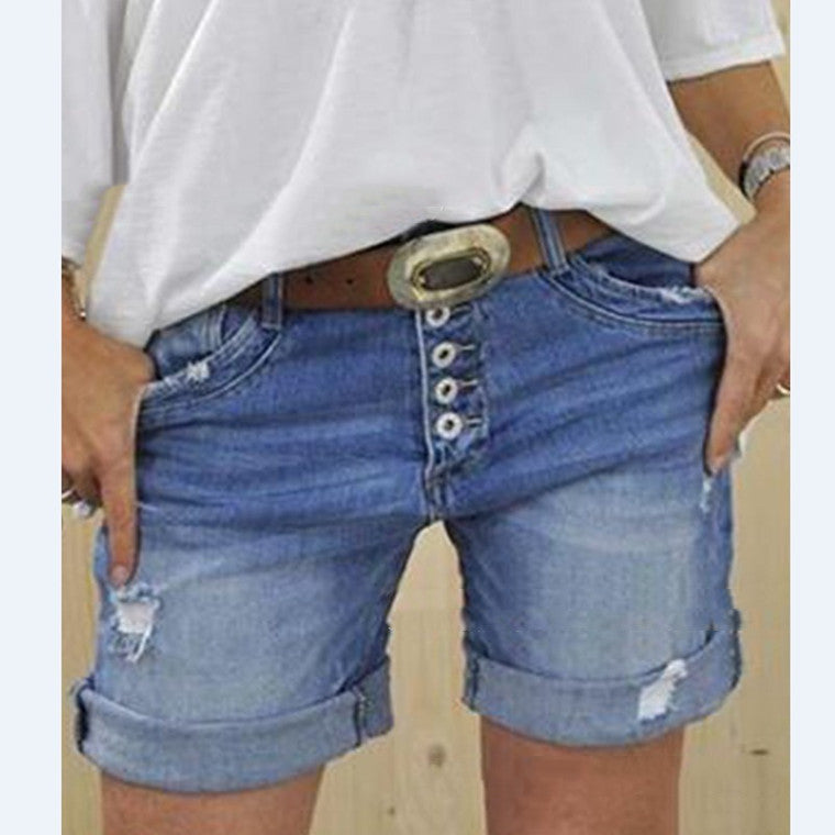 Heidi-Mode | Damen Ripped Denim Shorts