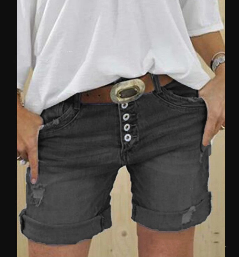 Heidi-Mode | Damen Ripped Denim Shorts