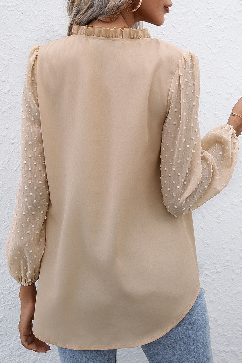 Heidi-Mode | Modisch Lässig Einfarbig Patchwork V-Ausschnitt Tops- 3 Farben