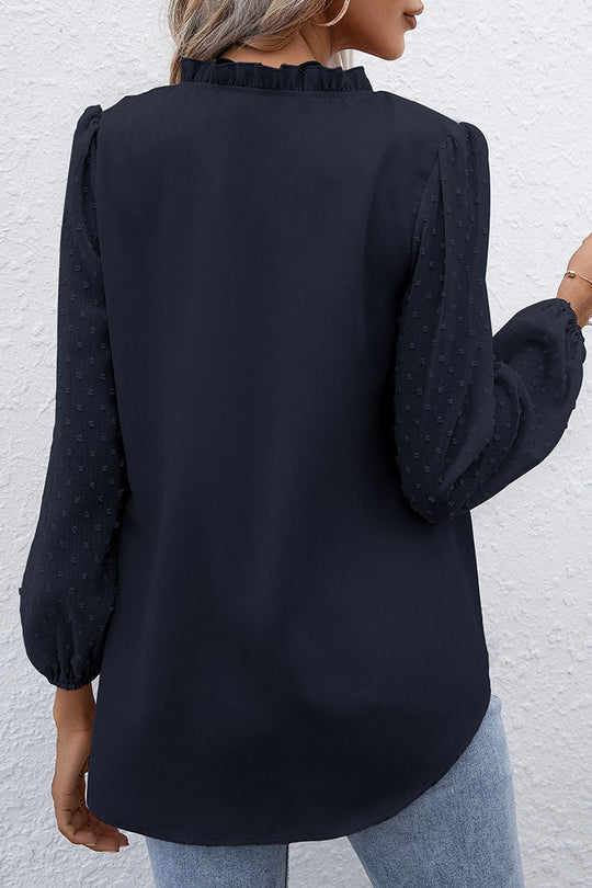 Heidi-Mode | Modisch Lässig Einfarbig Patchwork V-Ausschnitt Tops- 3 Farben