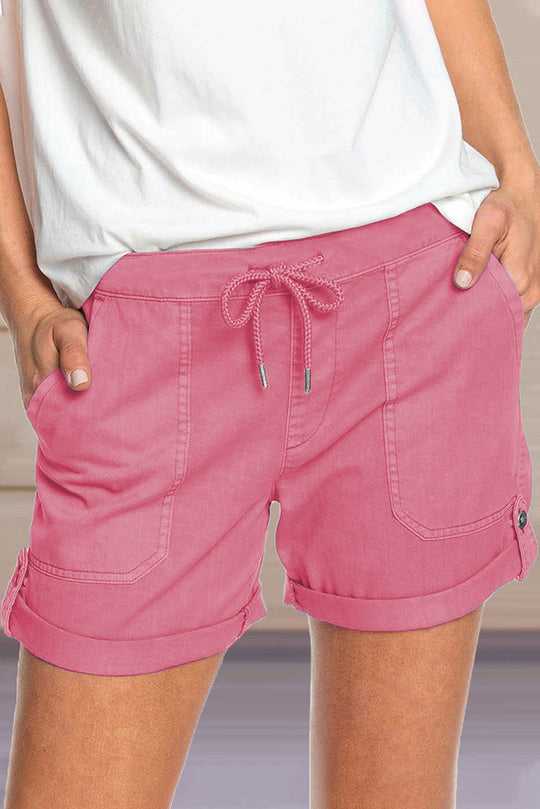 Shorts mit verstellbarem Taillenkordelzug und umgeschlagenem Saum