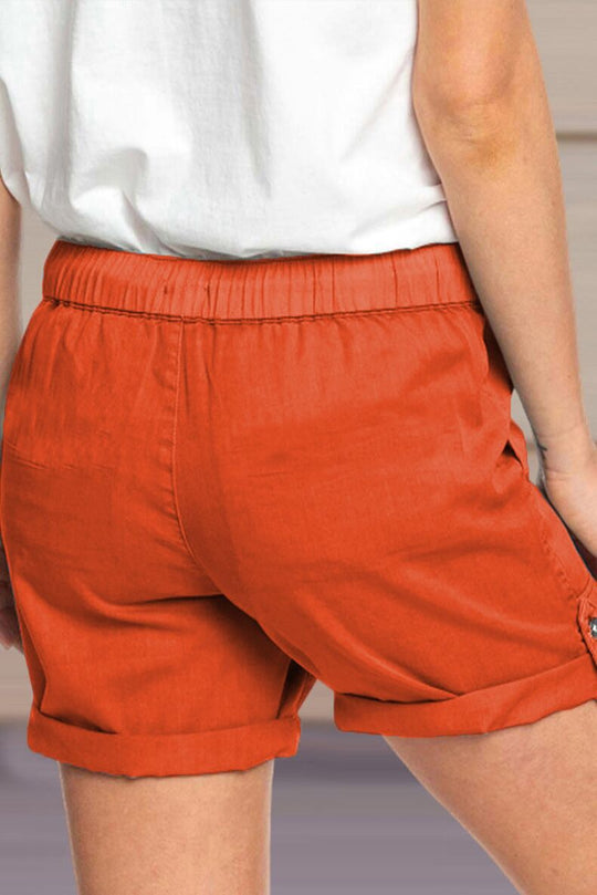 Shorts mit verstellbarem Taillenkordelzug und umgeschlagenem Saum