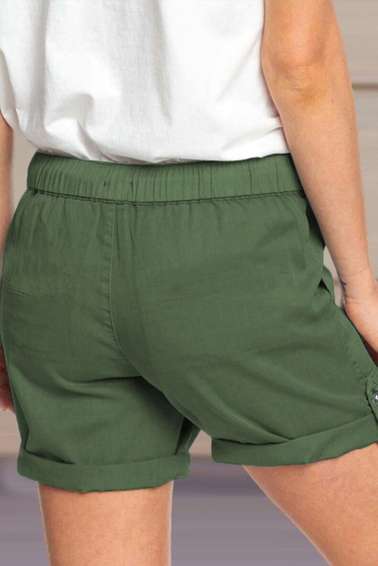 Shorts mit verstellbarem Taillenkordelzug und umgeschlagenem Saum