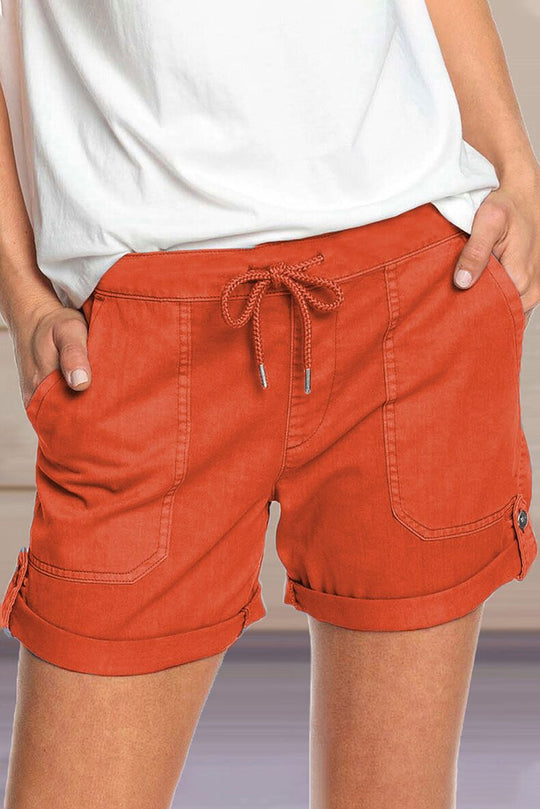 Shorts mit verstellbarem Taillenkordelzug und umgeschlagenem Saum