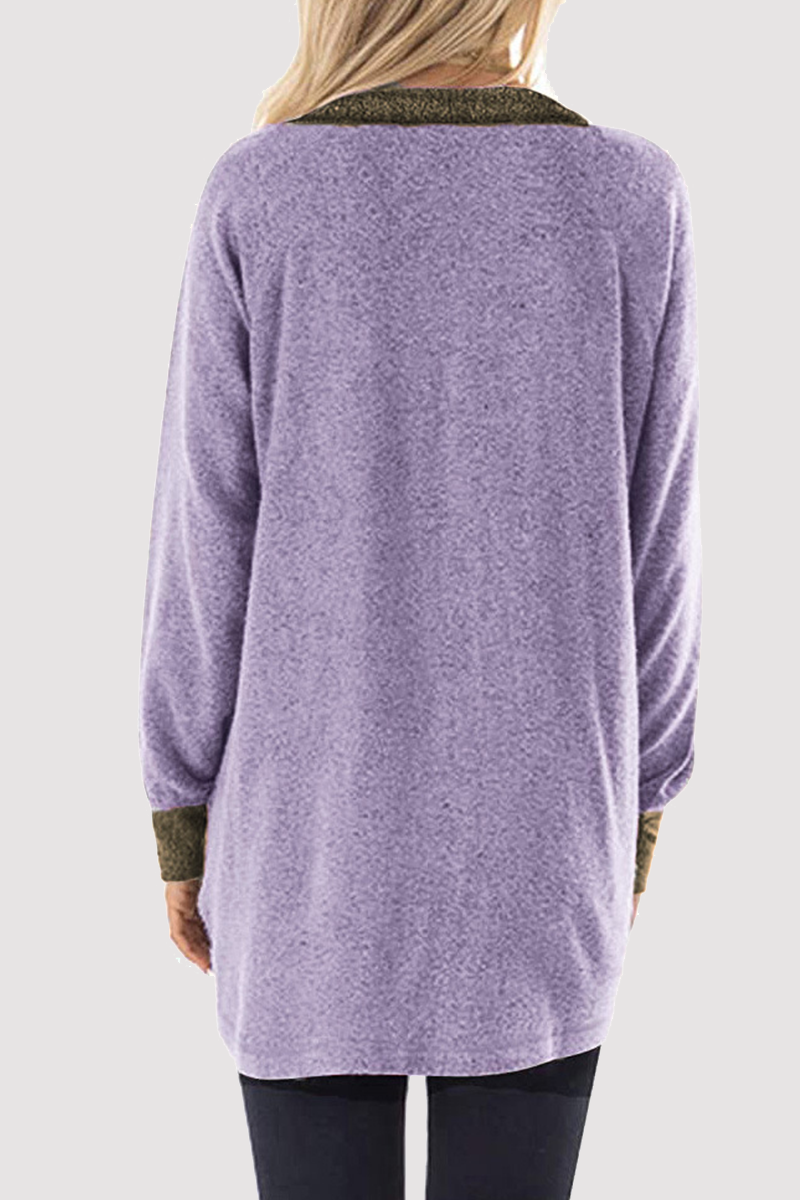 Heidi-Mode | Lässige Patchwork Pocket Reißverschluss Umklappkragen Tops - 4 Farben