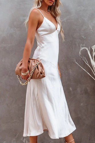 Heidi-Mode | Fashion Lässig Split V-Ausschnitt A-Linie Kleid