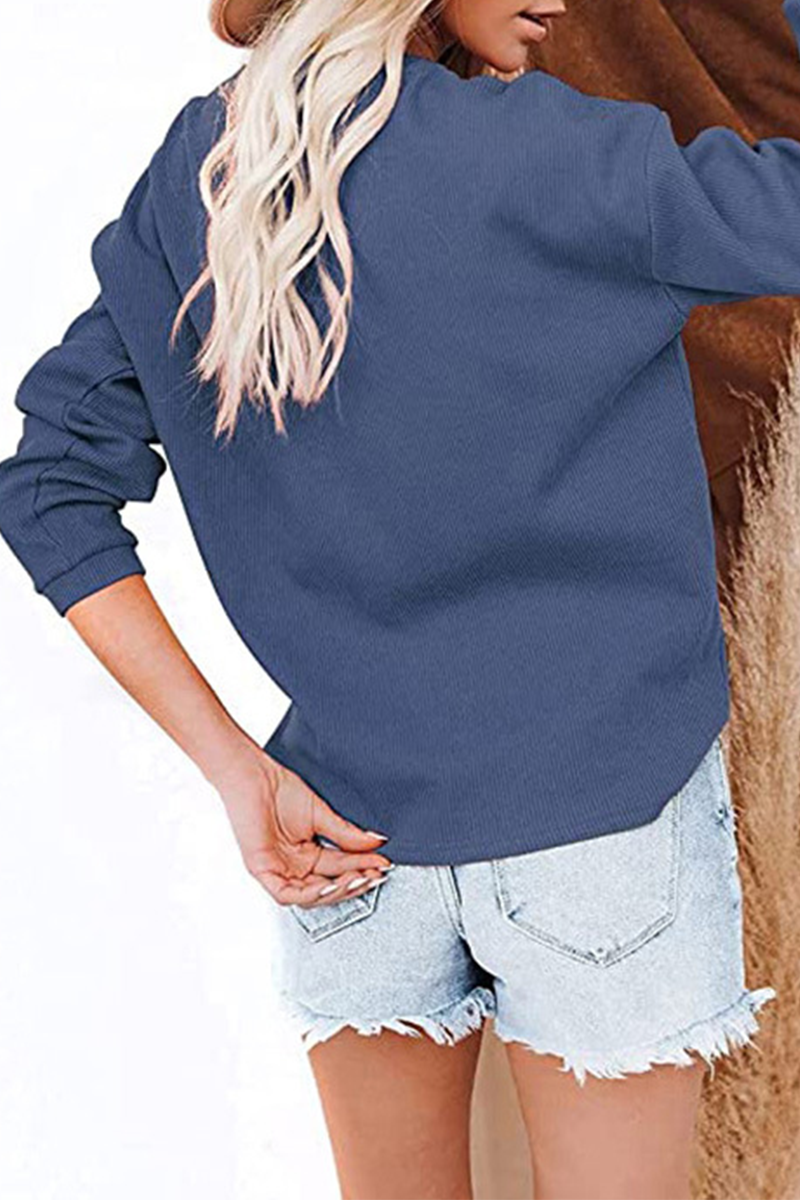 Heidi-Mode | Lässige Einfarbige Patchwork Schnallen O-Ausschnitt Tops - 6 Farben
