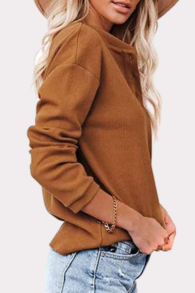 Heidi-Mode | Lässige Einfarbige Patchwork Schnallen O-Ausschnitt Tops - 6 Farben