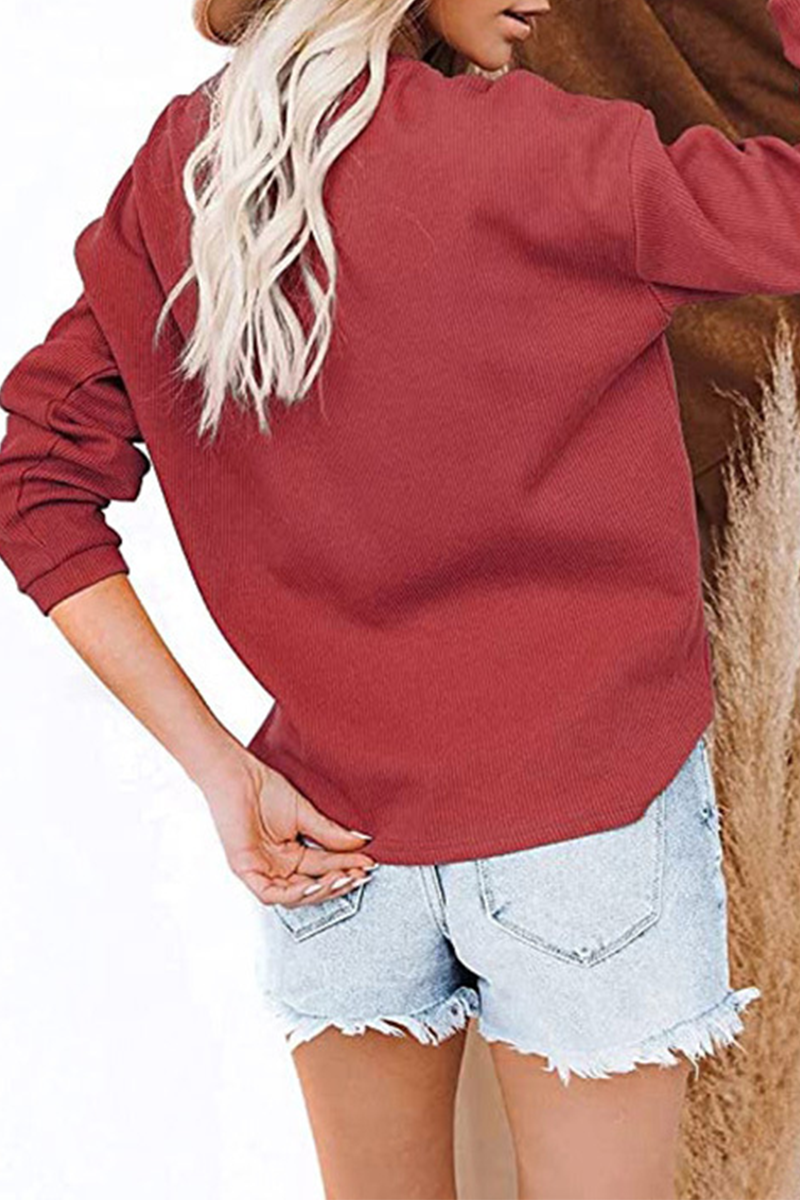 Heidi-Mode | Lässige Einfarbige Patchwork Schnallen O-Ausschnitt Tops - 6 Farben