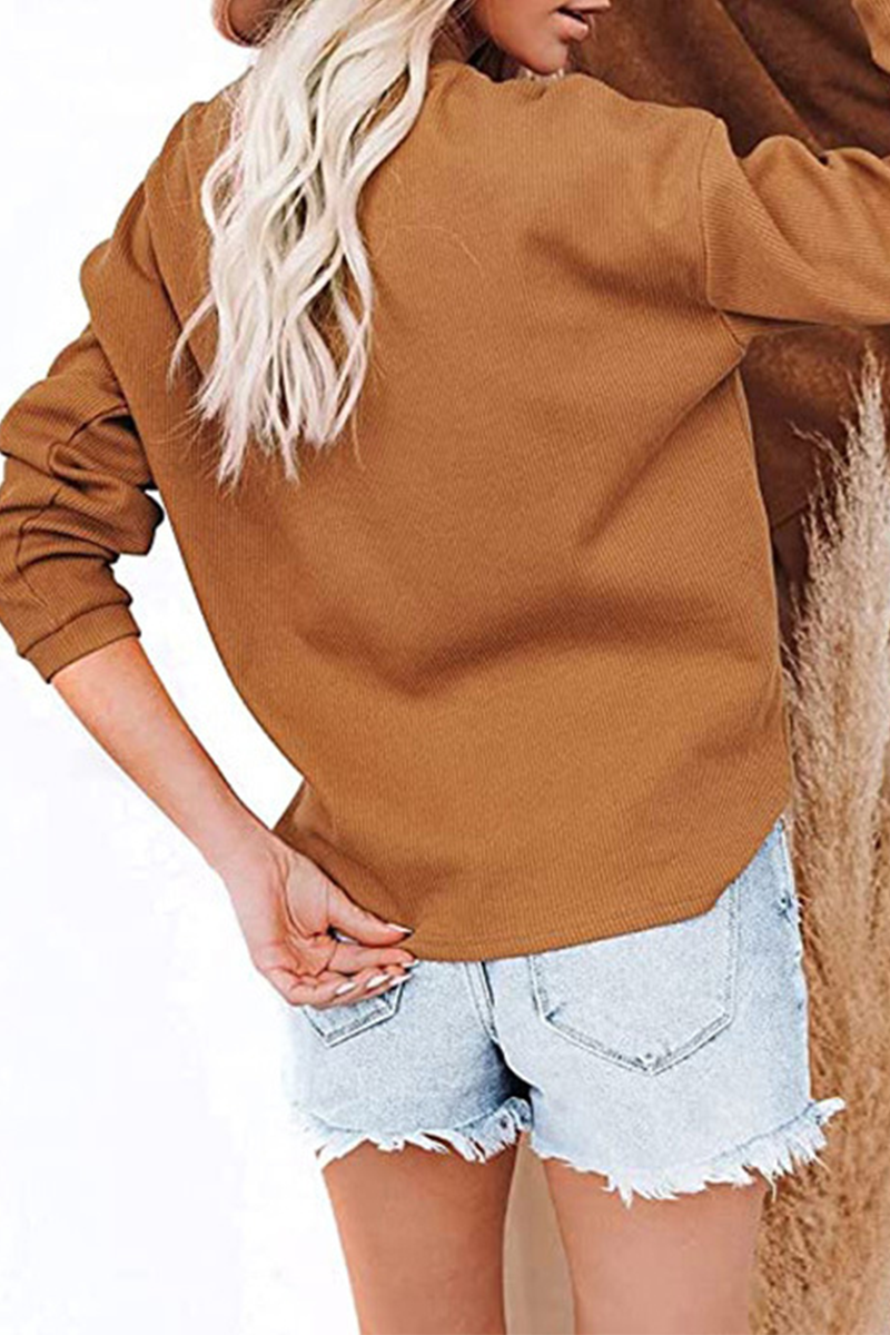 Heidi-Mode | Lässige Einfarbige Patchwork Schnallen O-Ausschnitt Tops - 6 Farben