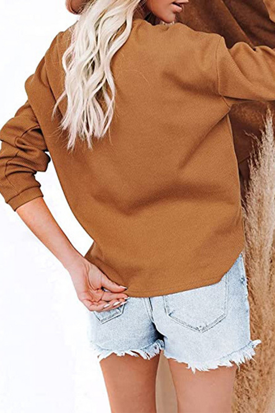 Heidi-Mode | Lässige Einfarbige Patchwork Schnallen O-Ausschnitt Tops - 6 Farben